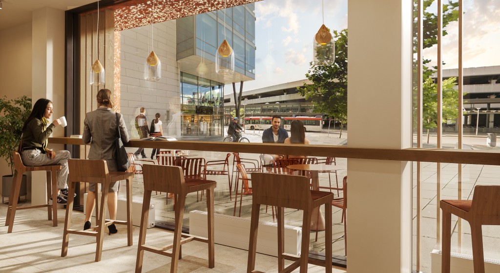 Eiendommen skal åpnes opp med tilbud som er tilgjengelig for hele byen. Sammen med oppgraderingene som allerede er i gang i nabobygget i Nonnesetergaten, vil det bidra til mer liv i denne delen av byen. (3D-illustrasjon)