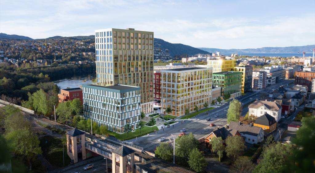 NRK og Entra har signert en avtale som innebærer at NRK flytter inn i et helt nytt mediehus i Trondheim i 2025. NRKs kommende hovedsete i Midt-Norge vil bli i Entras nybygg i Holtermanns veg 1-13 på Elgeseter. Illustrasjon Goldbox