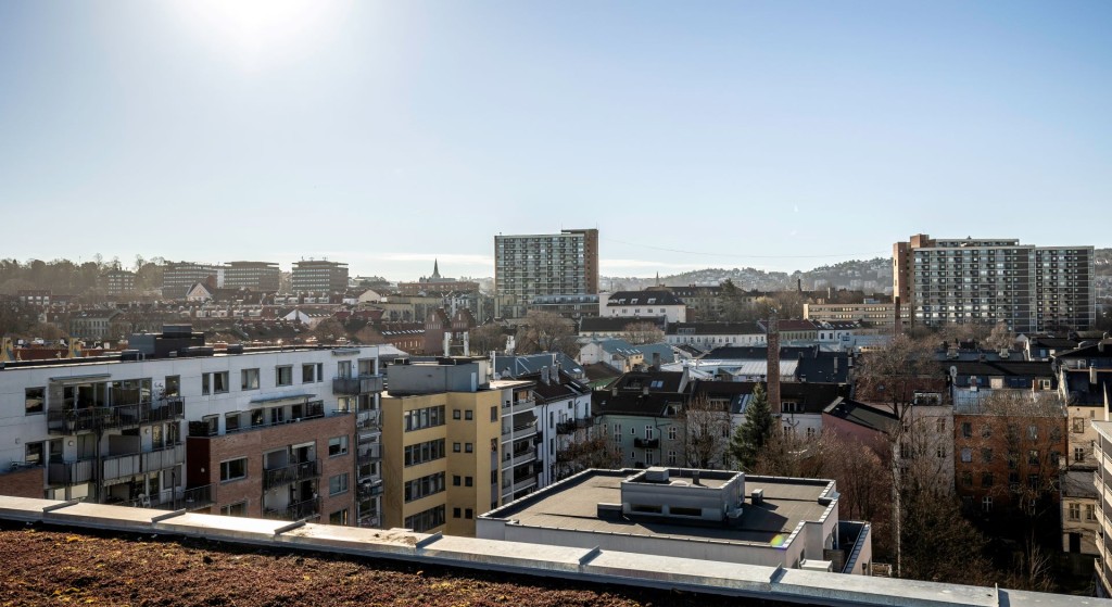 Utsikt fra takterrasse i vahls gate