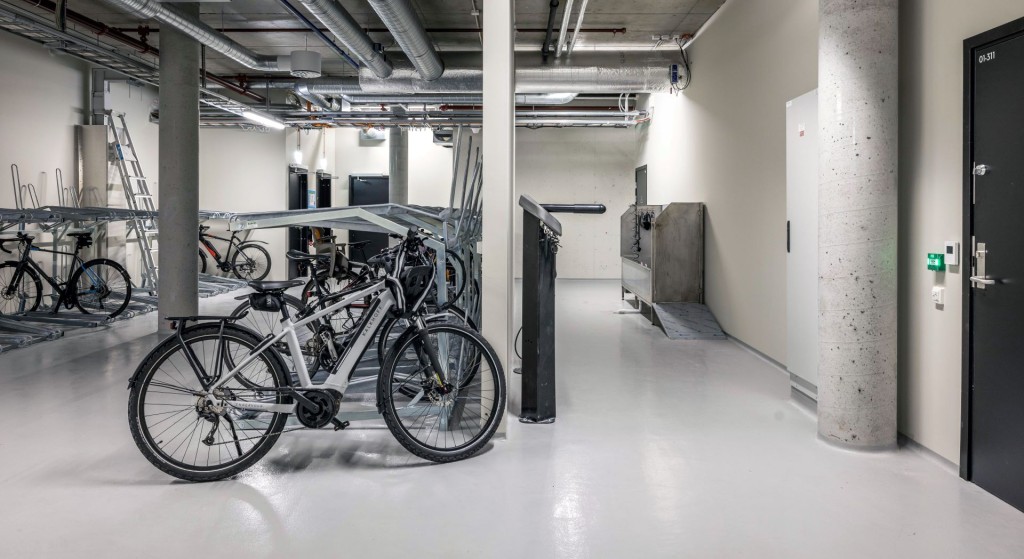 Sykkelparkering og sykkelservice i Nygårdsgaten 95