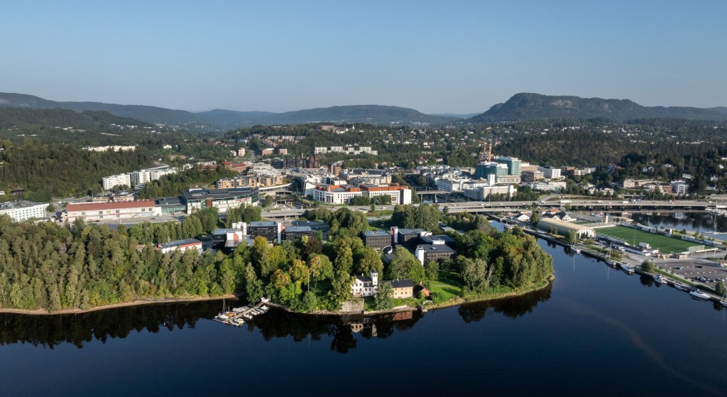 Dronebilde av KJørbo og Sandvika