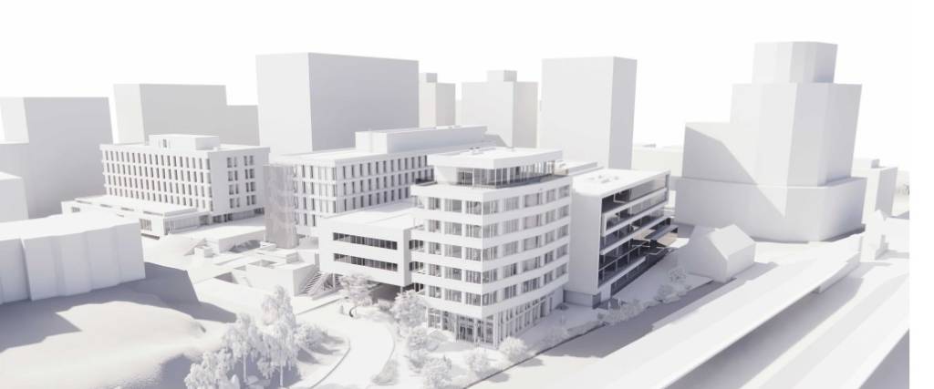Malmskriverveien 16 inneholder den nye videregåendeskolen som kommer midt i Sandvika sentrum