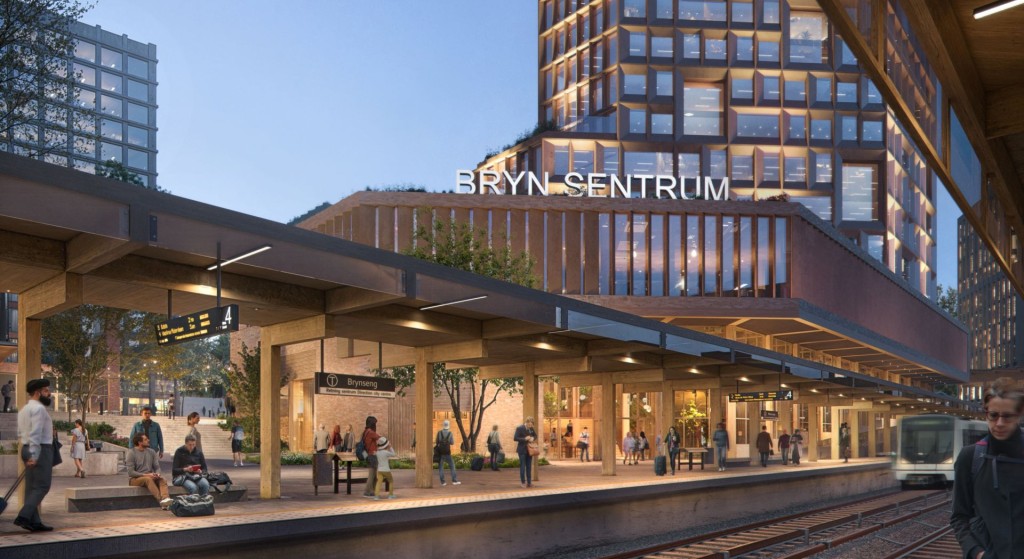 Brynseng T-banestasjon ligger integrert i planområdet